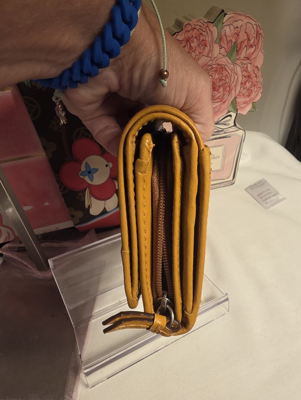 Coach Mustard Yellow Leather Trifold Wallet - Picture 9 of 14